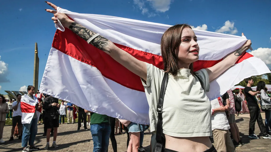 Demonstracja zwolenników opozycji, Mińsk, 16 sierpnia 2020 r.  / NATALIA FEDOSENKO / ITAR-TASS / PAP / 