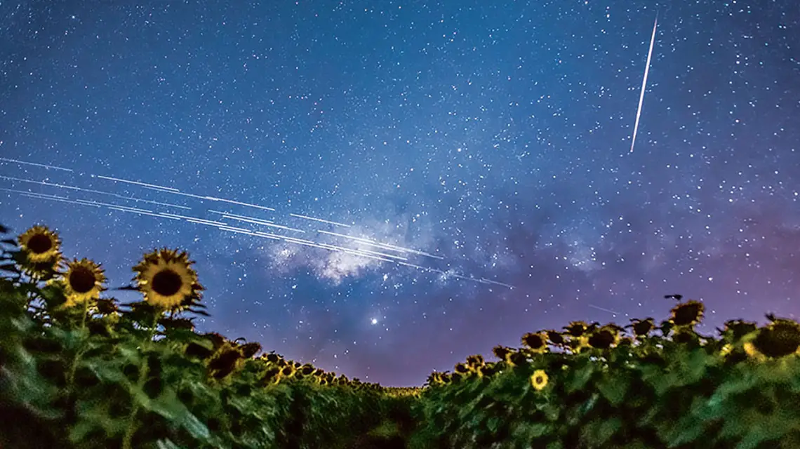 Ślady świetlne satelitów Starlink, Brazylia, grudzień 2019 r. / EGON FILTER / NASA