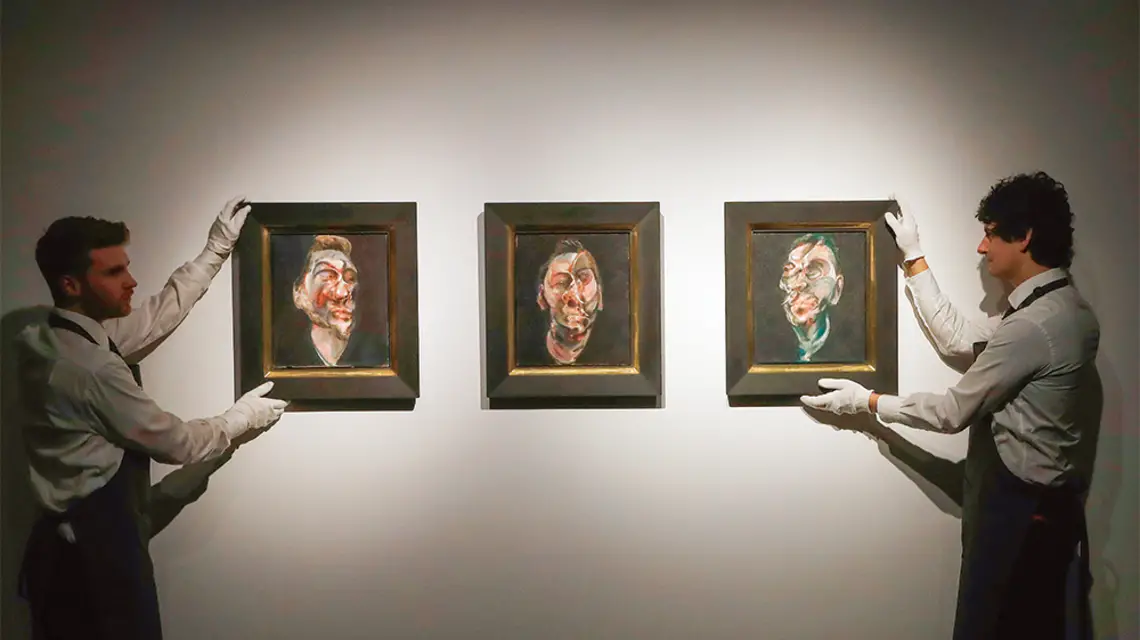 Portrety George’a Dyera pędzla Francisa Bacona w galerii Christie’s w Londynie. Luty 2017 r. / FRANK AUGSTEIN / AP / EAST NEWS
