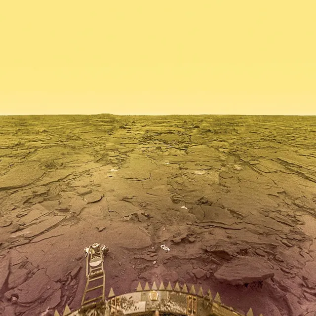 Powierzchnia Wenus sfotografowana z lądownika Wenera / / fot. Donald Mitchell / Mental Landscape LLC