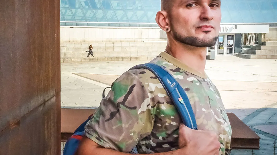 Wiktor Pylypenko, pseudonim „Francuz”, pierwszy z ukraińskich wojskowych, który zdecydował się na coming out. Kijów, wrzesień 2020 r. / MONIKA ANDRUSZEWSKA