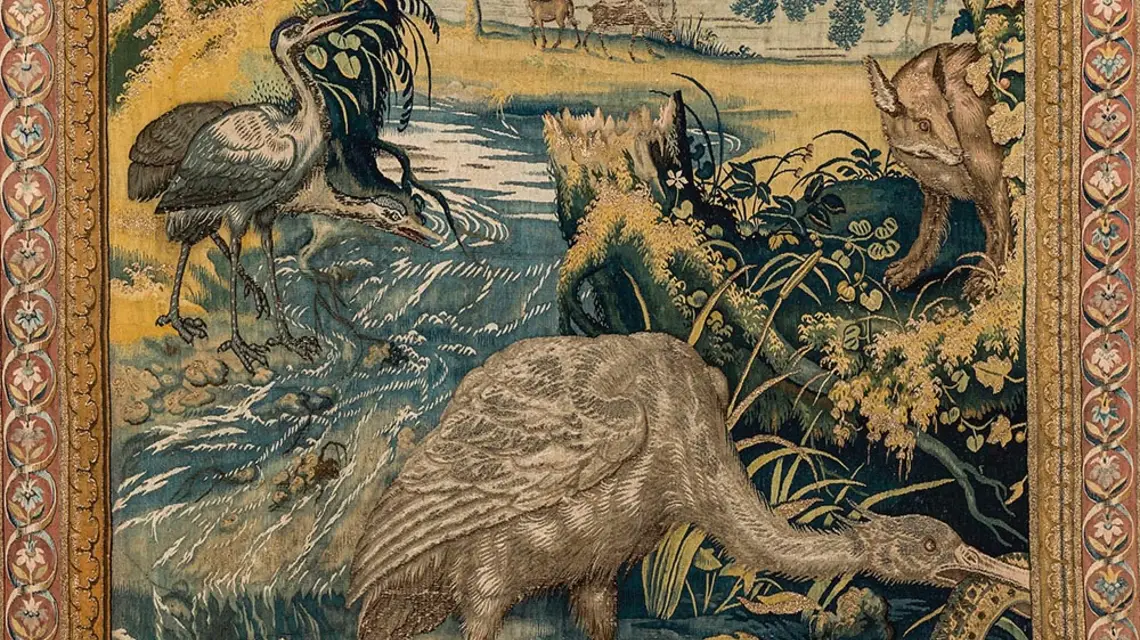 „Żuraw z wężem w dziobie” (fragment), Bruksela, 1550–1560, Zamek Królewski na Wawelu / TOMASZ ŚLIWIŃSKI