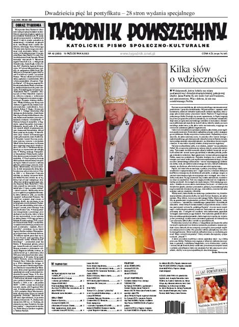 Okładka "TP" 42/2003 z dodatkiem "25 lat Pontyfikatu" / 
