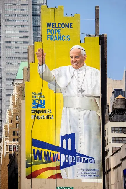 Mural w pobliżu hali Madison Square Garden, w której Franciszek odprawi mszę, wrzesień 2015 r. / Fot. Dennis van Tine / GEISLER-FOTOPRES / DPA / CORBIS