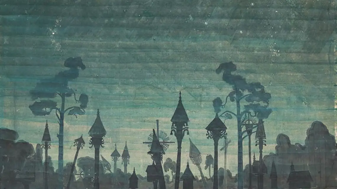 M.K. Čiurlionis, „Litewski cmentarz”, 1909, tempera na kartonie / 