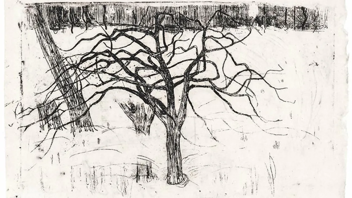 M.K. Čiurlionis, „Bez liści”, 1905/1906, fluoroforta na papierze chińskim  / 