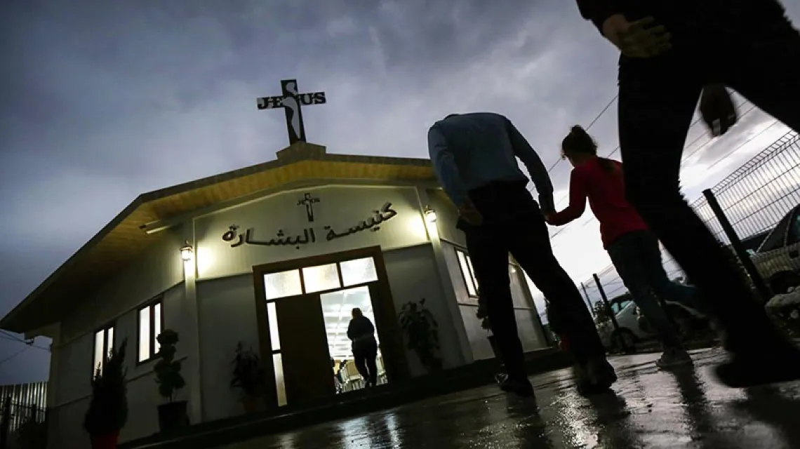Świątynia Kościoła katolickiego obrządku syryjskiego w mieście Erbil, stolicy irackiego Kurdystanu – tu schroniło się wielu irackich chrześcijan, uciekających przed tzw. Państwem Islamskim, listopad 2015 r. / Fot. Safin Hamed / AFP / EAST NEWS