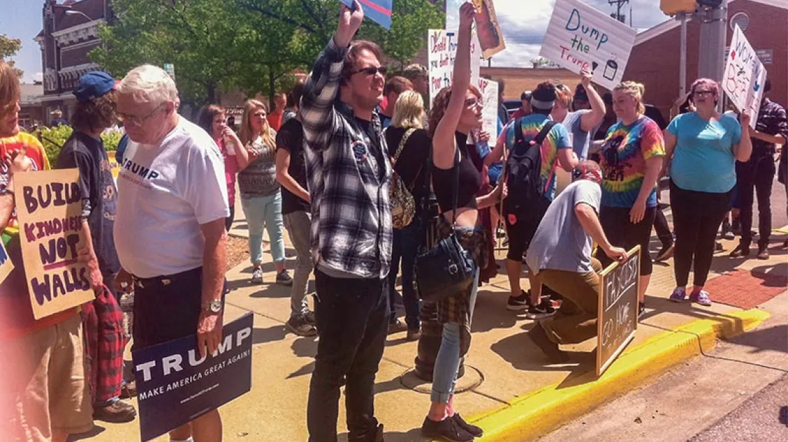 Demonstracja przeciwników Donalda Trumpa, Terre Haute, 1 maja 2016 r. / Fot. Marcin Żyła 