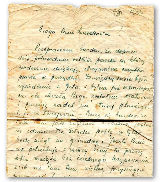 List Maurycego Sonnenscheina do Wiktorii Maczek z 7 listopada 1942 r.  / Fot. Zbiory rodzinne