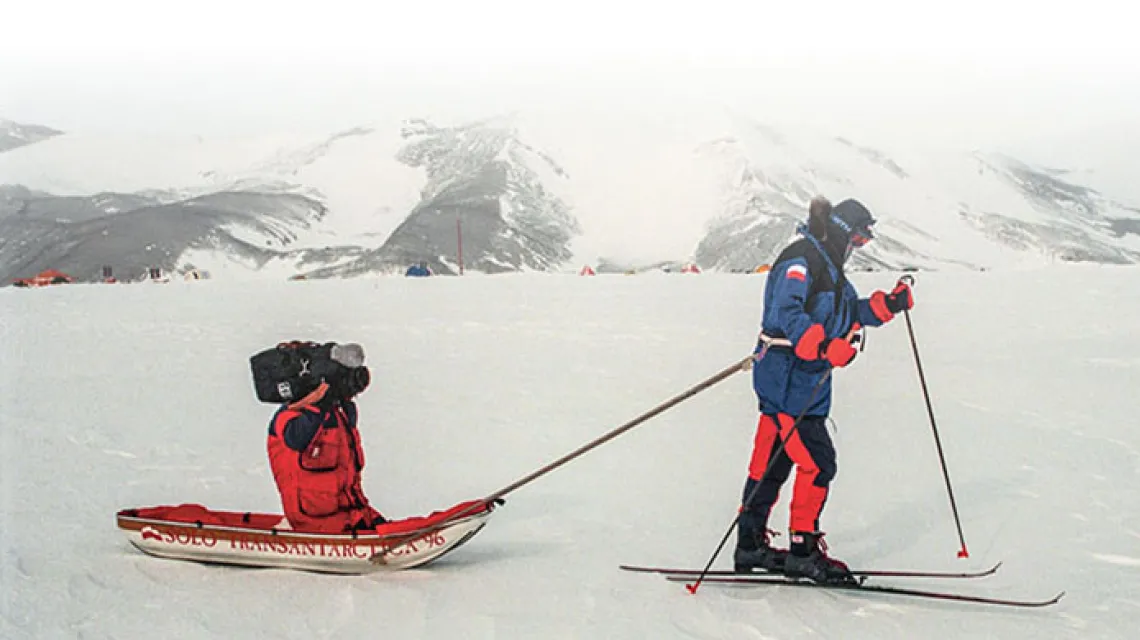 Wyprawa polarna Marka Kamińskiego, Antarktyda, 1996/1997 r. / Fot. Wojciech Ostrowski / TVP / PAP