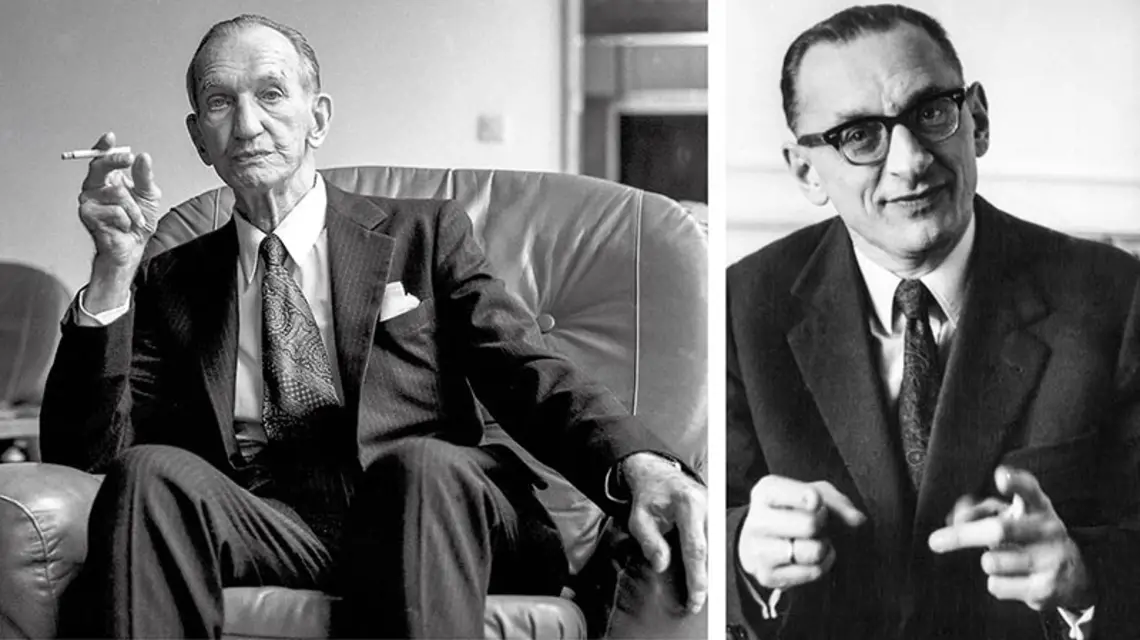 Od lewej: Jan Karski podczas wizyty w Warszawie, 1993 r. Władysław Bartoszewski, lata 70. XX wieku / Fot. Krzysztof Wojciewski / FORUM; Danuta B. Łomaczewska / ARCH. RODZINNE WŁADYSŁAWA BARTOSZEWSKIEGO