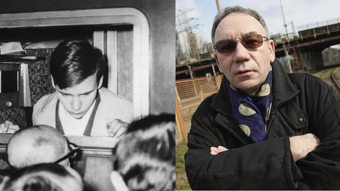 Michał Sobelman: po lewej emigracja z Polski do Izraela. Katowice, czerwiec 1969 r. Po prawej na Dworcu Gdańskim w Warszawie, 2008 r. / MICHAŁ SOBELMAN / EAST NEWS