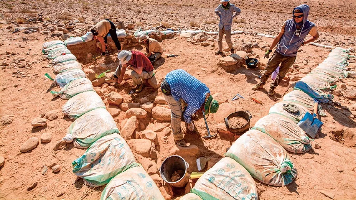 Zespół archeologów z UJ na stanowisku Faysaliyyah w południowej Jordanii / PIOTR KOŁODZIEJCZYK