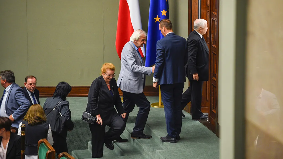 Prezes Jarosław Kaczyński po posiedzeniu Sejmu. Warszawa, 6 lipca 2022 r. Fot. Adam Chełstowski / Forum / 