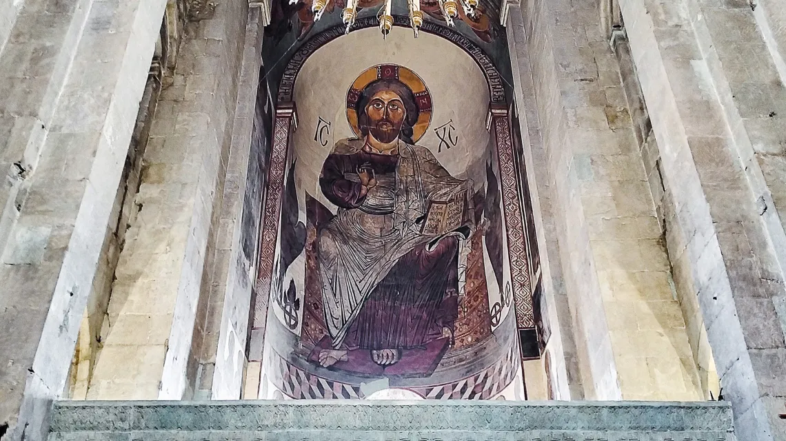 Jezus na fresku z XI w. w katedrze Sweti Cchoweli. Mccheta, Gruzja, 28 września 2023 r. / fot. Agnieszka Cynarska-Taran