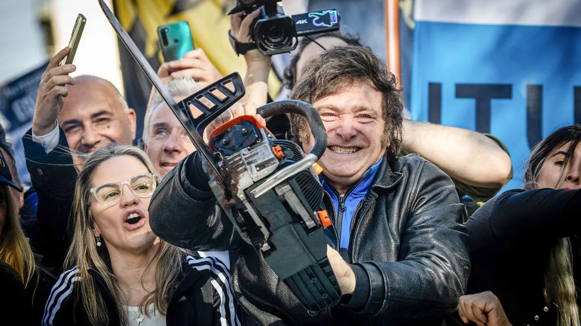 Javier Milei podczas wiecu w San Martin. Argentyna, 25 września 2023 r. / Tomas Cuesta / Getty Images