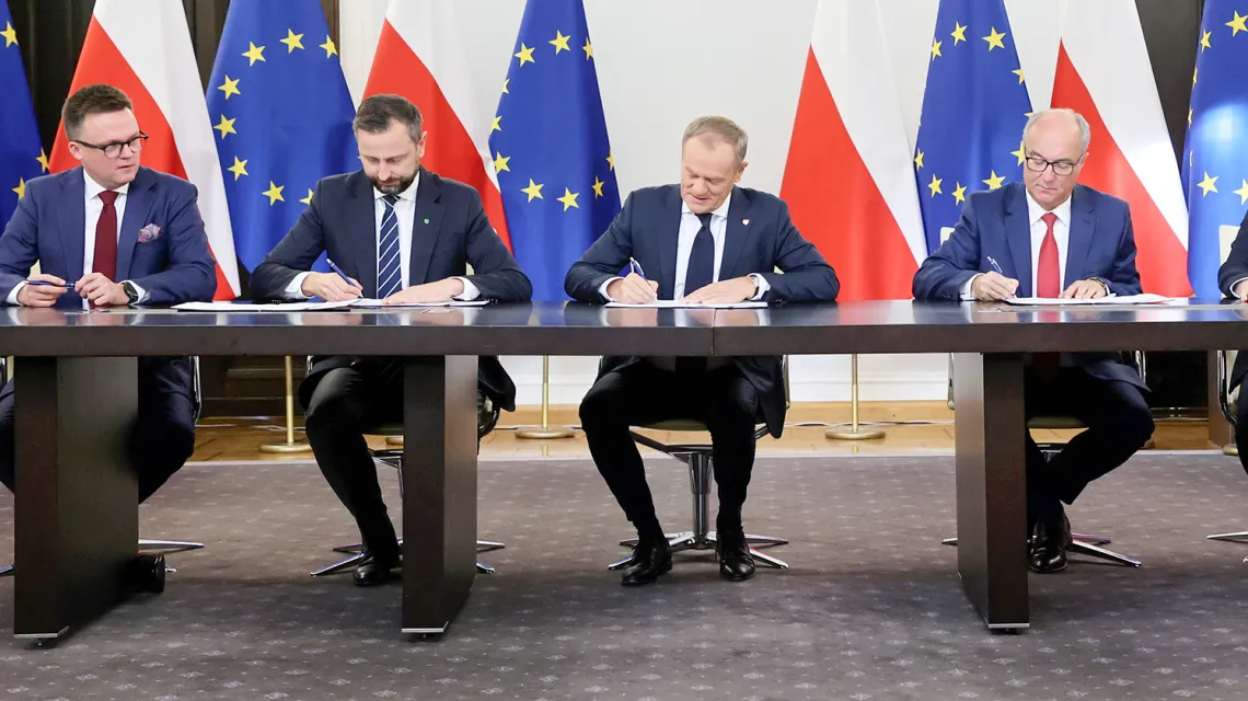 Podpisanie umowy koalicyjnej. Warszawa, 10 listopada 2023 r. 