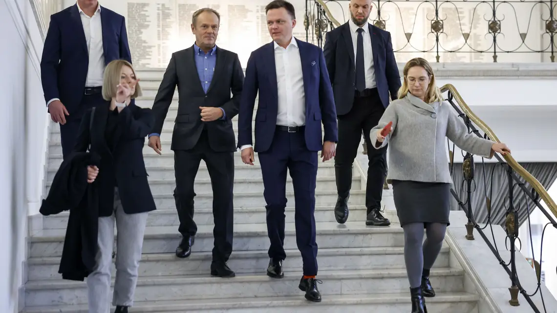 Spotkanie marszałka Sejmu Szymona Hołowni z Donaldem Tuskiem, Warszawa, 1.12.2023 / Fot. Hornet/REPORTER