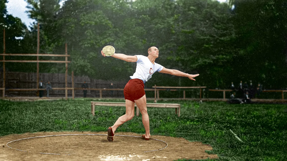 Trening Józefa Barana przed igrzyskami olimpijskimi w Amsterdamie, 1928 r. / Archiwum Rodzinne Artura Bilewskiego