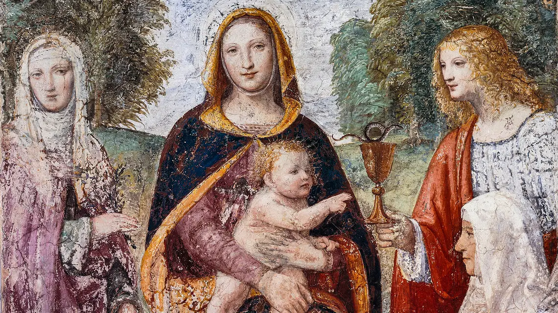 Bernardino Luini, Madonna z Dzieciątkiem. XVI-wieczny fresk przeniesiony na panel. W zbiorach Galerii Sztuki Brerze, Włochy / Fot. Sergio Anelli / Be&W