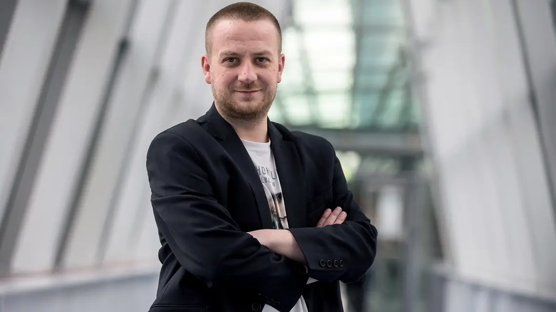 Dyrektor TVP Kultura Mateusz Matyszkowicz w gmachu TVP. Warszawa, 5 luty 2015 r. / Marcin Obara / PAP 