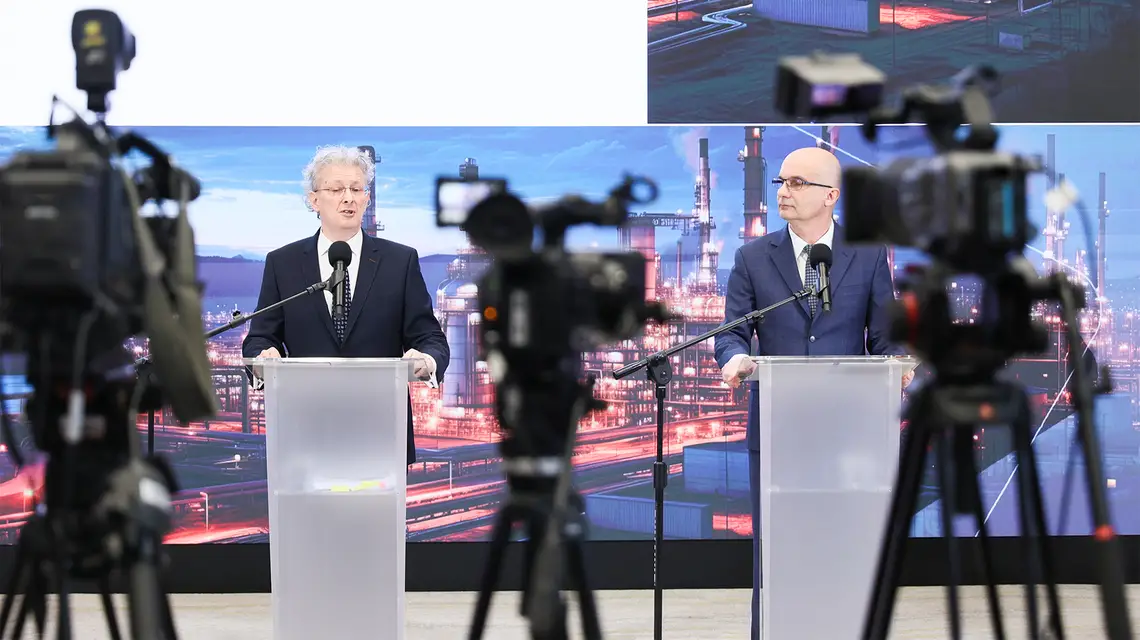 Konferencja prasowa Najwyższej Izby Kontroli dotyczącza fuzji koncernów Orlen i Lotos. Warszawa, 5 lutego 2024 r. / Fot. Mateusz Grochocki / East News
