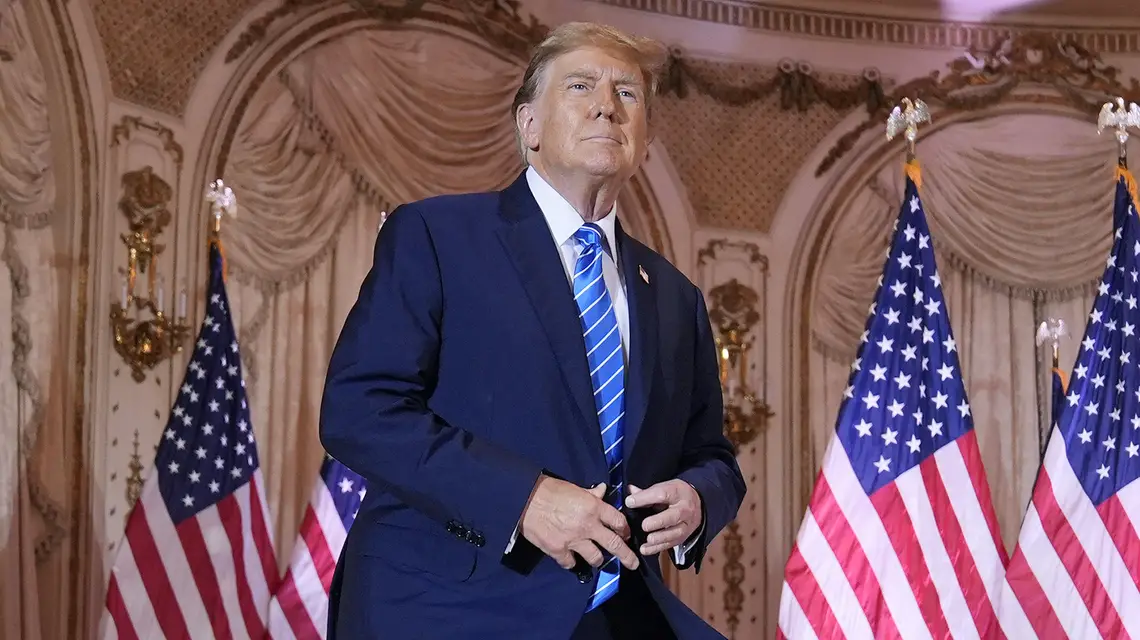 Donald Trump podczas wieczoru wyborczego w superwtorek w Palm Beach na Florydzie. 5 marca 2024 r. / Fot. Evan Vucci / AP / East News