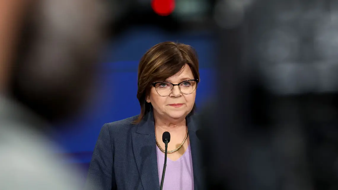 Ministra zdrowia Izabela Leszczyna na briefingu prasowym dotyczacym antykoncepcji awaryjnej, Warszawa, 4 kwietnia 2024 r. // fot. Jacek Domiński / REPORTER