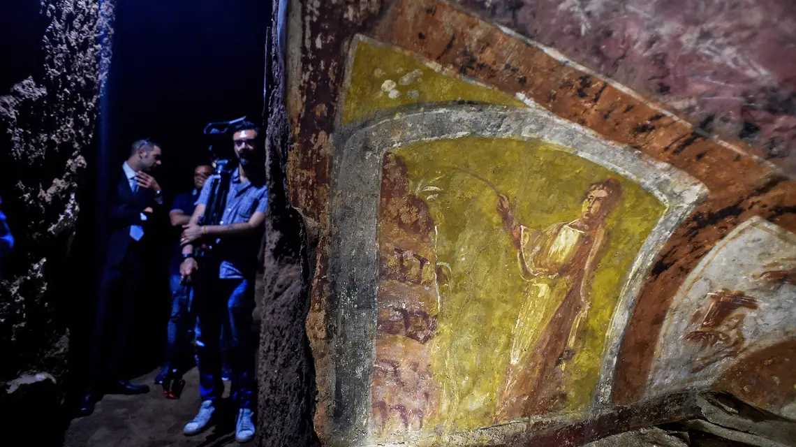 Katakumby św. Domitylli, Rzym, maj 2017 r. // Fot. Andreas Solaro / AFP / East News