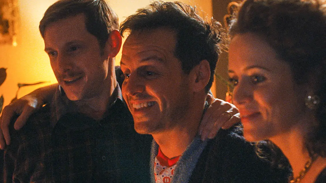 Jamie Bell (Tata), Andrew Scott (Adam) i Claire Foy (Mama) w filmie „Dobrzy nieznajomi”, 2023 r. // Materiały prasowe