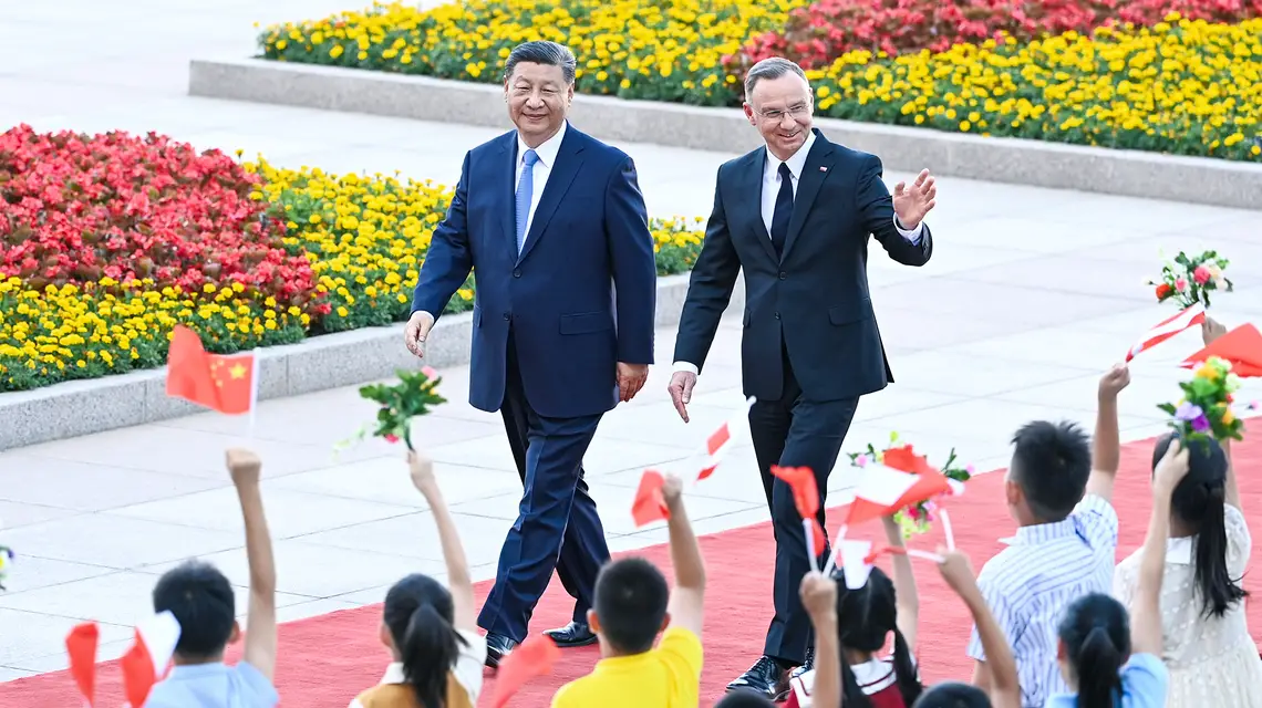 Prezydent Chin Xi Jinping i prezydent Andrzej Duda w Pekinie. Chiny, 24 czerwca 2024 r. // Fot. Xinhua / Yue Yuewei / East News
