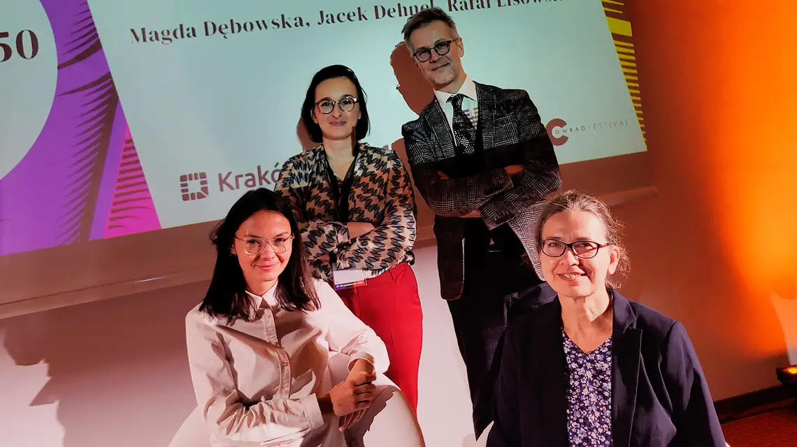 Magdalena Dębowska, Jacek Dehnel, Urszula Chwalba i Agnieszka Rasińska-Bóbr. Kongres Książki na Festiwalu Conrada, październik 2022 r. // Fot. Gabriela Baran / KBF