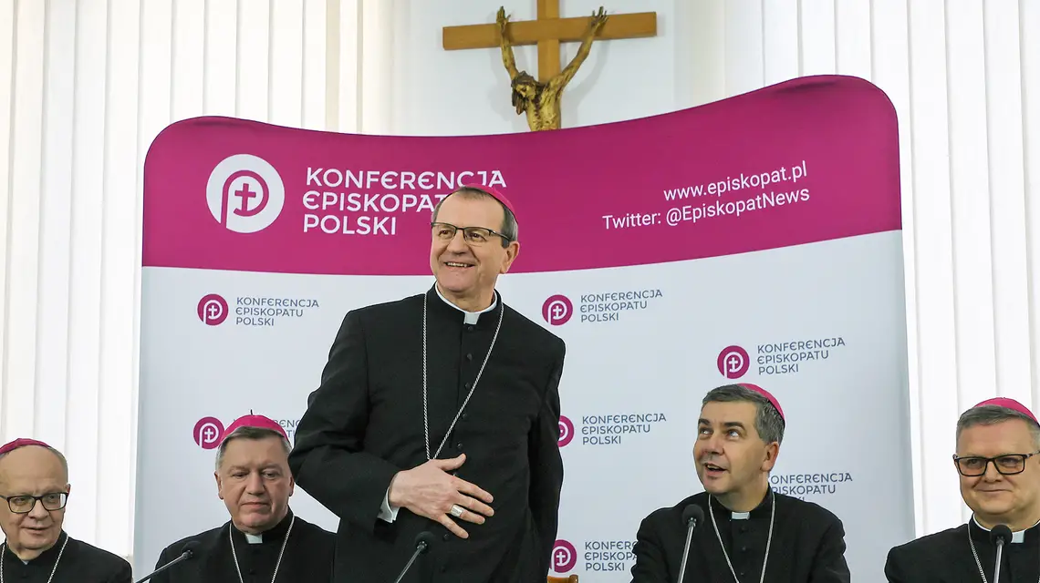 Arcybiskup Tadeusz Wojda na zebraniu plenarnym Konferencji Episkopatu Polski. Warszawa, 14 marca 2024 r. // Fot. Beata Zawadzka / East News