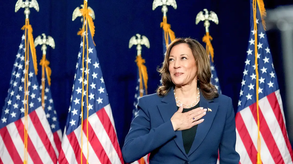 Kamala Harris podczas kampanii w Milwaukee w stanie Wisconsin. 23 lipca 2024 r. // Fot. Daniel Steinle / Bloomberg / Getty Images