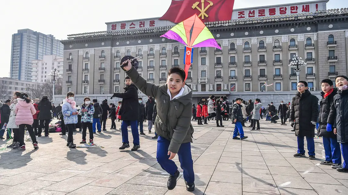 Plac Kim Il Sunga w Pyongyangu, luty 2024 r. // Fot. Kim Won Jin / AFP / East News