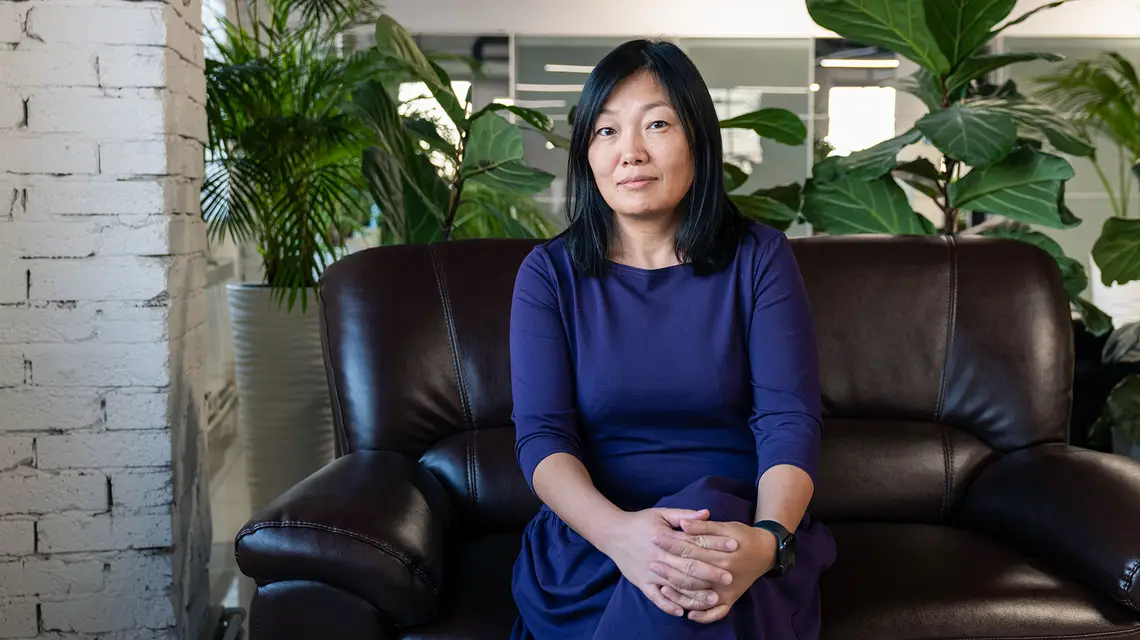 Tatiana Bakalczuk, założycielka rosyjskiego sprzedawcy internetowego Wildberries, w swoim biurze w Moskwie. Rosja, 16 lutego 2021 r. // Fot. Elena Chernyshova / Bloomberg / Getty Images