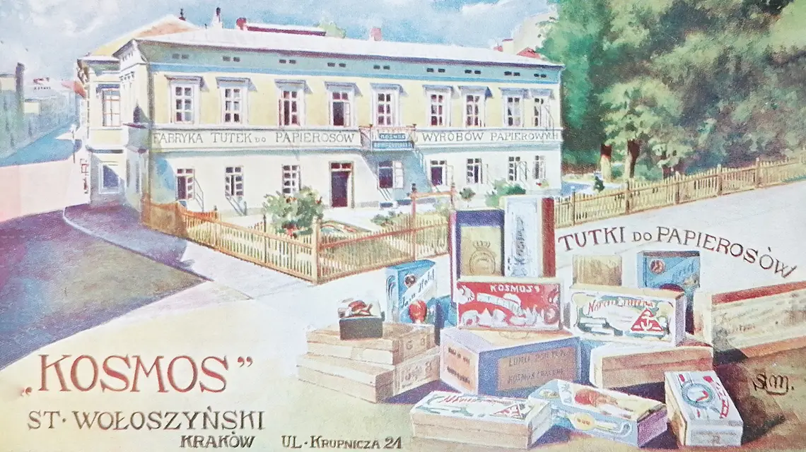 Przedwojenna widokówka z obrazem fabryki tutek do papierosów. // Materiały prasowe Herbewo