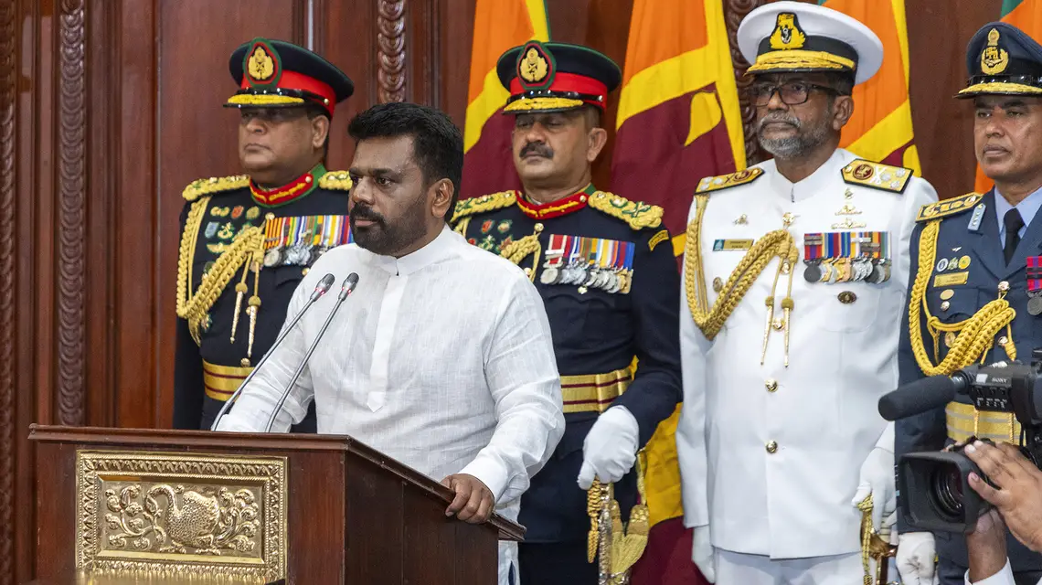 Zaprzysiężenie nowego prezydenta Sri Lanki Anury Kumara Dissanayake. Kolombo, 23 września 2024 r. // Fot. Sri Lankan President's Office / AP / East News