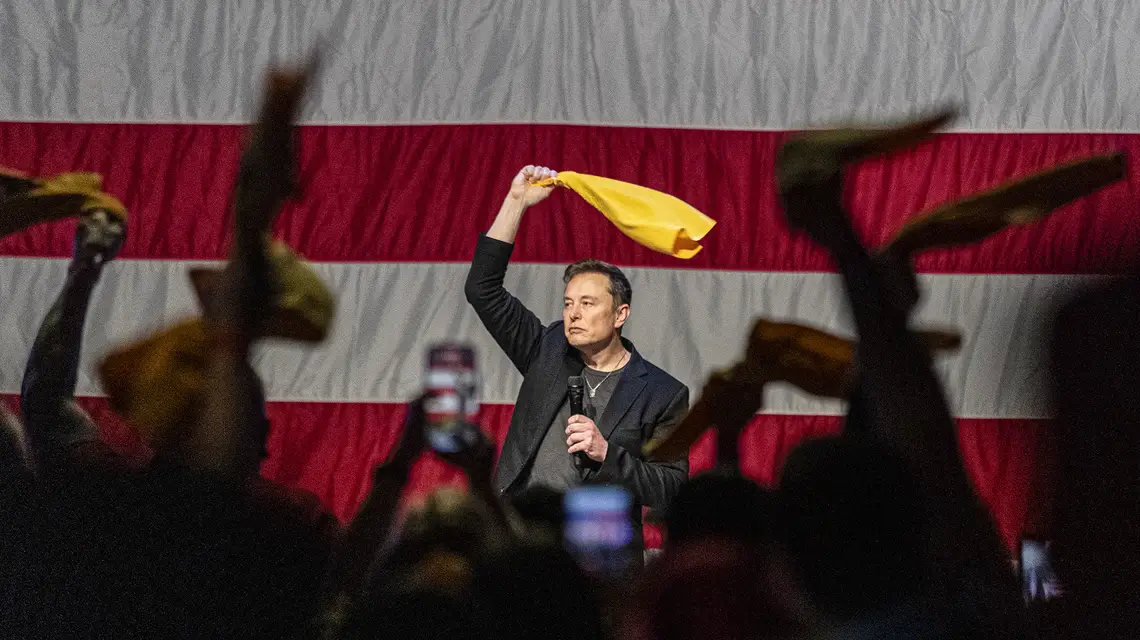 Kto zapłacił za najdroższą kampanię w historii Ameryki: Elon Musk na spotkaniu z kandydatem Republikanów do Senatu USA Dave'em McCormickiem w Pittsburghu w Pensylwanii, 20 października 2024 r., fot. Michael Swensen, źródło: Getty Images