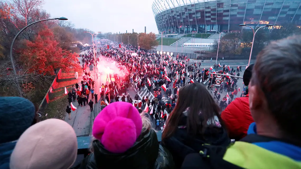 Marsz Niepodległości 2023 pod hasłem „Jeszcze Polska nie zginęła" zorganizowany przez środowiska narodowe. Warszawa, 11 listopada 2023 r. // Fot. Piotr Molęcki / East News