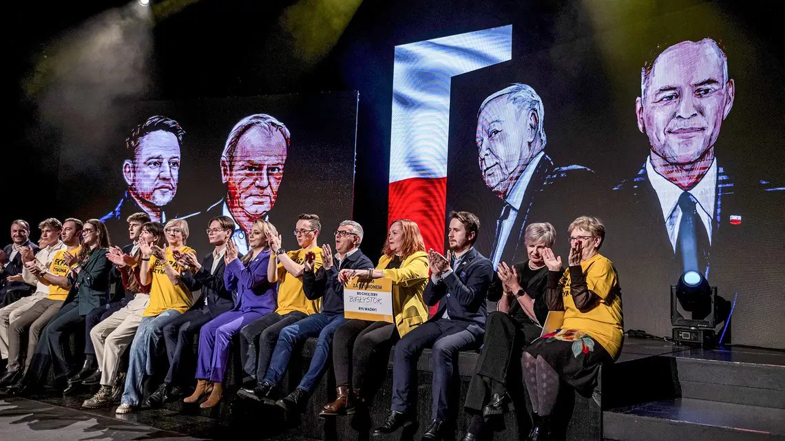 Konwencja "Trzeciej drogi", na której Szymon Hołownia ogłosił swój ponowny start w wyborach prezydenckich. Warszawa, 7 grudnia 2024 r. // Fot. Piotr Hukalo / East News