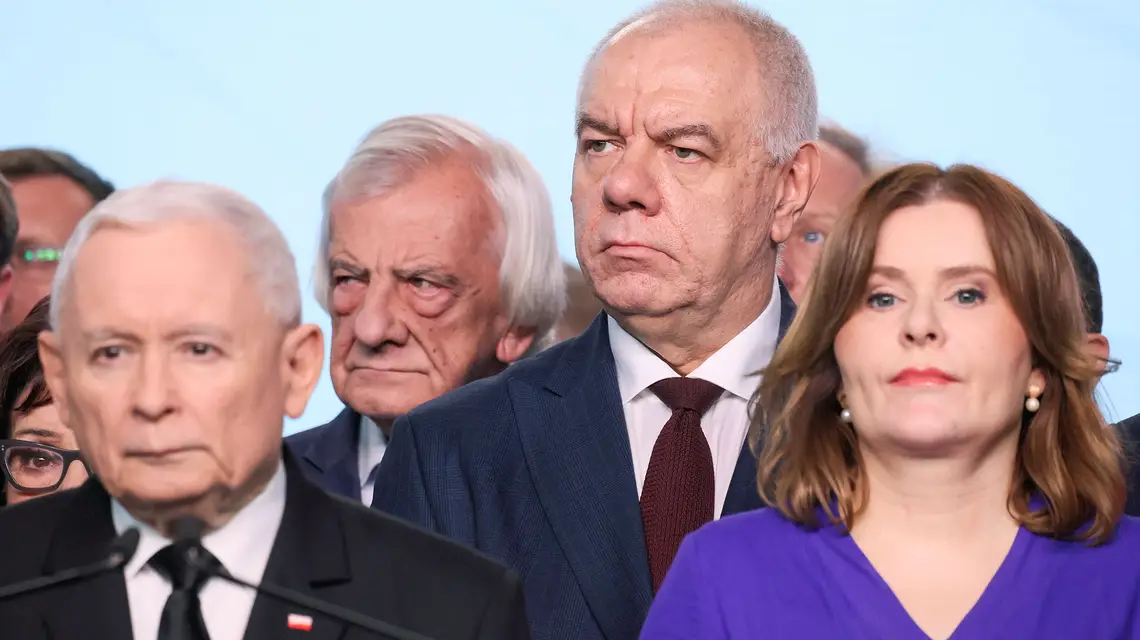 Posłowie PiS - Jarosław Kaczyński, Ryszard Terlecki, Jacek Sasin i Anna Krupka - podczas konferencji prasowej w Sejmie, Warszawa, listopad 2024 r. // Fot. Paweł Wodzyński / East News