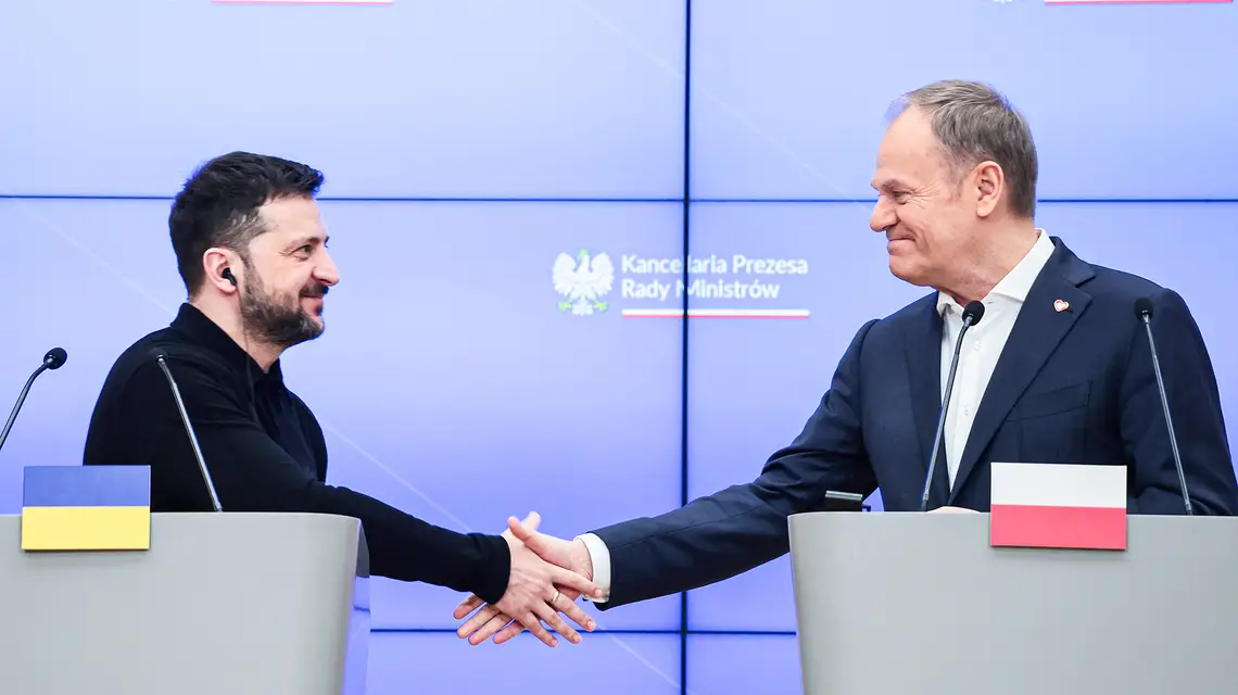 Prezydent Ukrainy Wolodymyr Zelenski z wizytą w Polsce. Spotkanie z premierem Donaldem Tuskiem. Warszawa, 15 stycznia 2025 r. // Fot. Anita Walczewska / East News