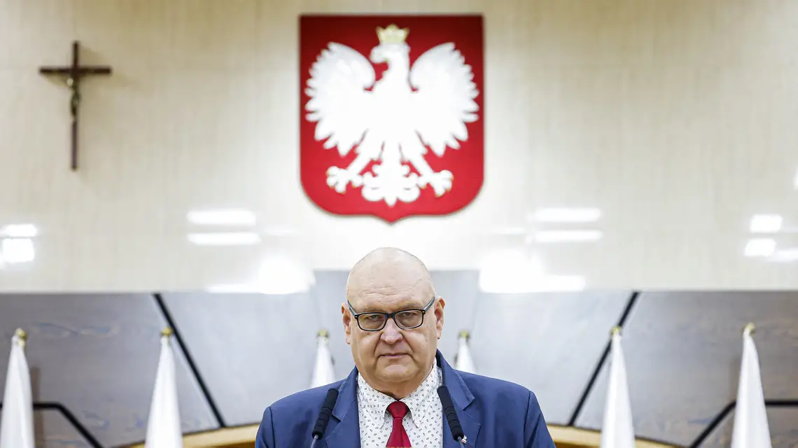 Konferencja prasowa Bogdana Święczkowskiego, prezesa Trybunału Konstytucyjnego. Warszawa, 10 grudnia 2024 r. // Fot. Filip Naumienko / Reporter