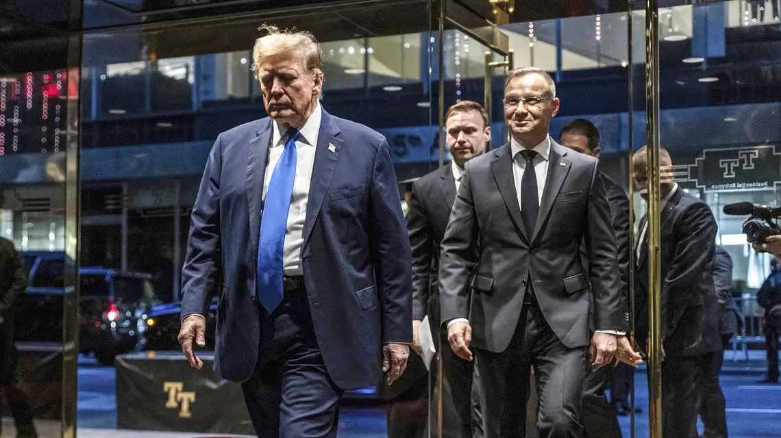 Spotkanie Donalda Trumpa z Andrzejem Dudą przy Trump Tower na Manhattanie. Nowy Jork, 17 kwietnia 2024 r. // Fot. Stefan Jeremiah / East News