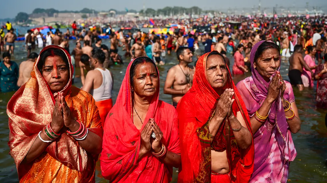 Hinduskie święto Maha Kumbh Mela w Prajagradź, w stanie Uttar Pradeś. Indie, 11 lutego 2025 r. // Fot. Prabhat Kumar Verma / Zuma Press / Forum