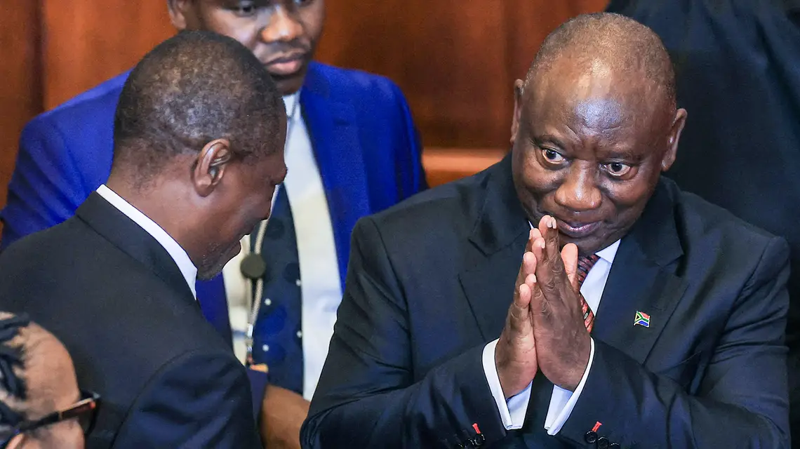 Prezydent RPA Ramaphosa podczas orędzia o stanie państwa. Kapsztad, Republika Południowej Afryki, 6 lutego 2025 r. // Esa Alexander / Reuters / Forum