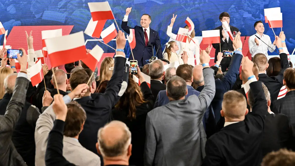 Wieczór wyborczy Karola Nawrockiego. Gdańsk, 18 maja 2025 r. / FOT. WOJCIECH STROZYK/REPORTER