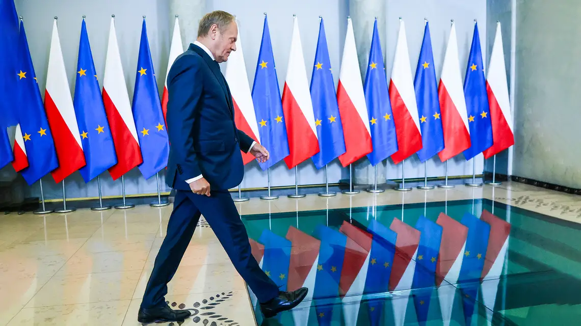 Donald Tusk na spotkaniu z Robertą Metsolą przewodniczącą Parlamentu Europejskiego. Warszawa, 20 czerwca 2025 r. // Fot. Wojciech Olkuśnik / East News
