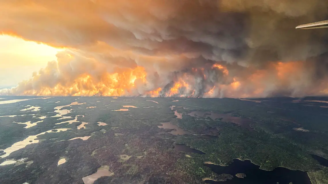 Pożar w okolicy miasta Flin Flon, prowincja Manitoba, 28 maja 2025 r. // Fot. Manitoba Government / AFP / East News